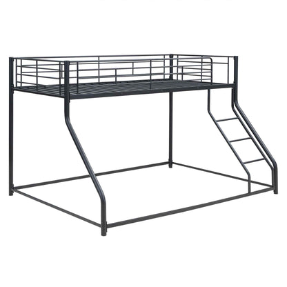 Metal Floor Bunk Bed, Twin XL over Queen, Black-Free Shipping