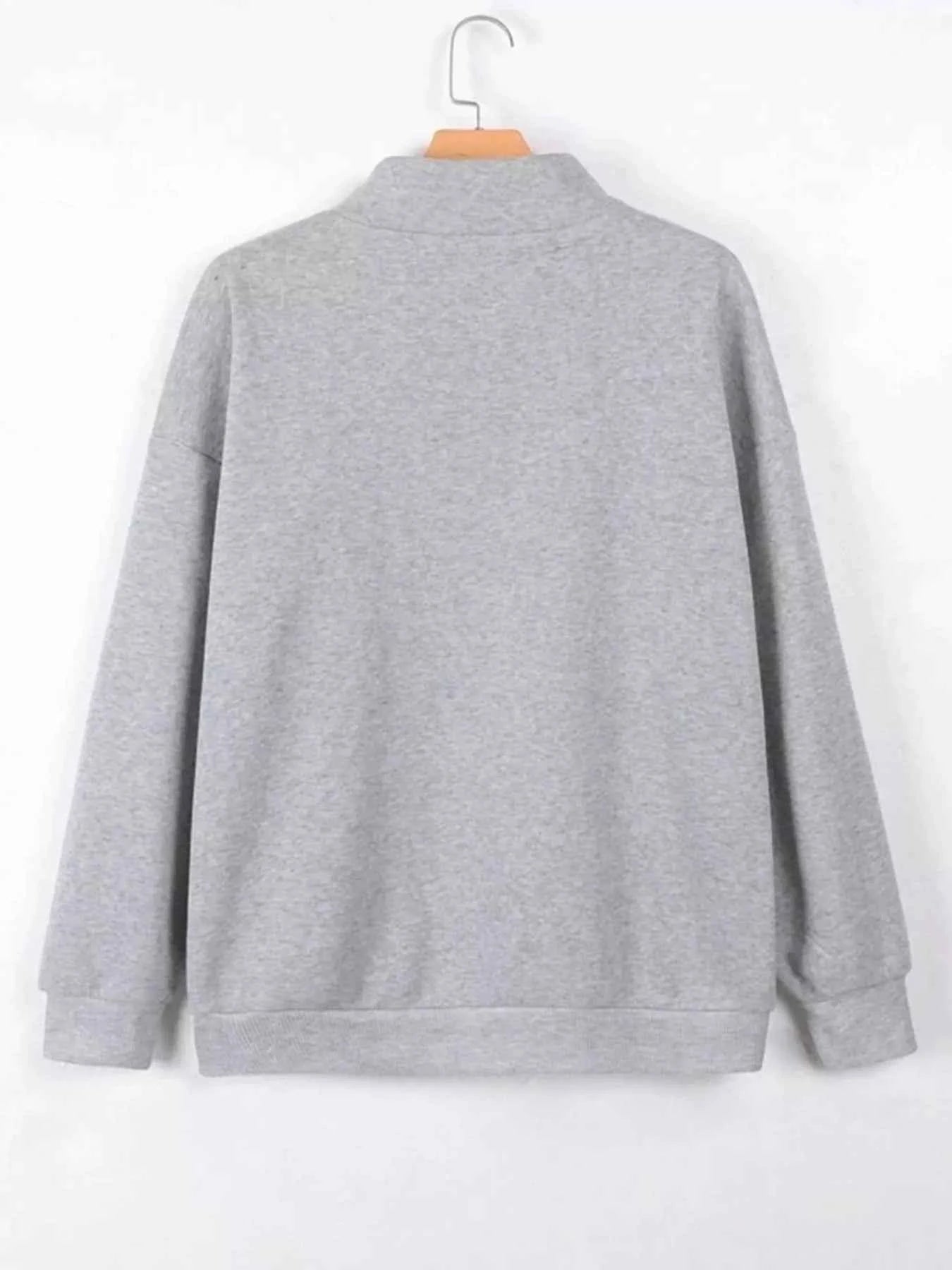 Zip-Up Collar Sweatshirt with Pocket - Free Shipping