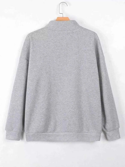 Zip-Up Collar Sweatshirt with Pocket - Free Shipping