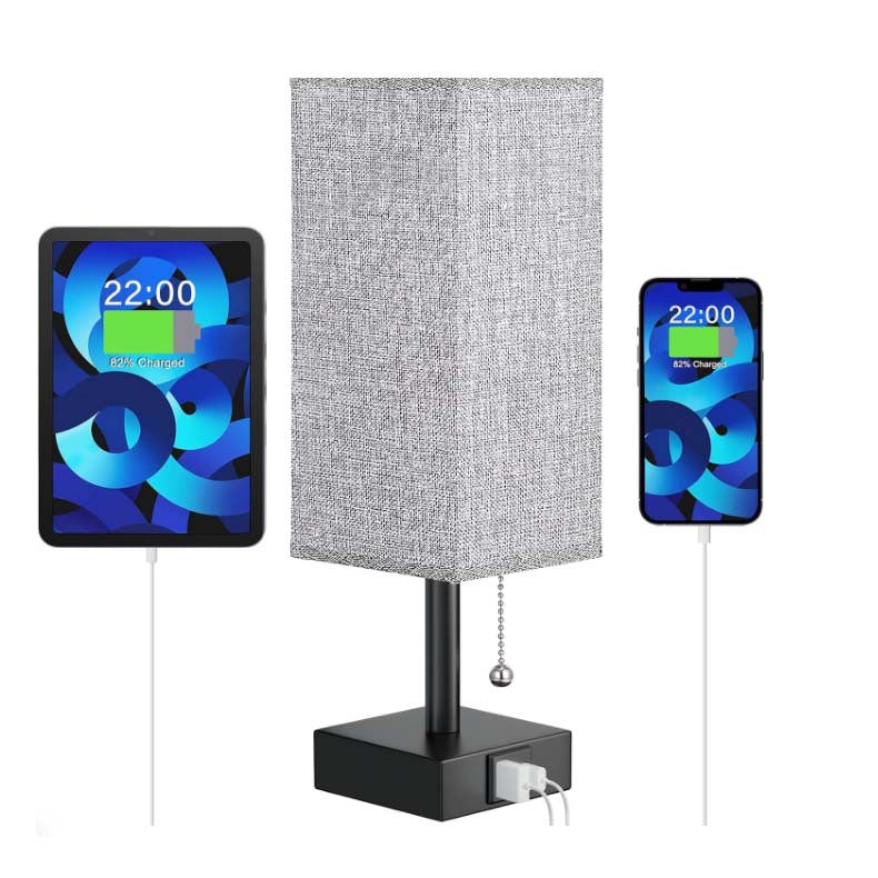 Linen 90 square desk lamp zipper switch three color temperature variable light A+C USB charging - Free Shipping - Aurelia Clothing