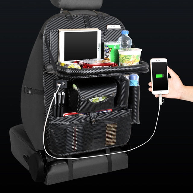 4 USB Charger Phone Pad Chair Storage Car Back Seat Bag Folding Table Organizer Bags Pocket Box Travel Stowing Tidying - Free Shipping - Aurelia Clothing