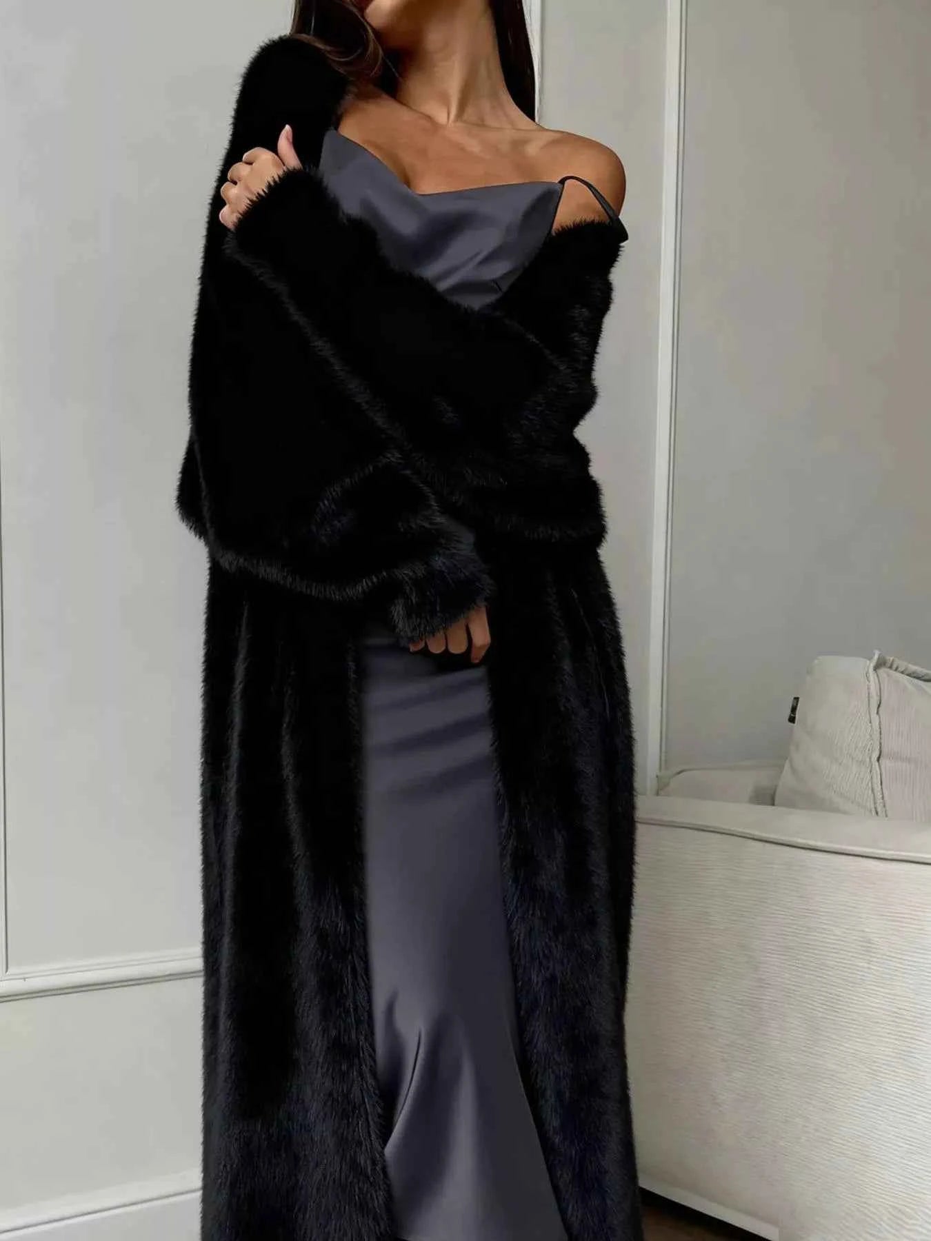 Fuzzy Open Front Longline Cardigan