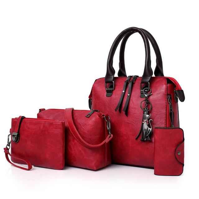 4in1 Designer Leather Handbag-Free Shipping - Aurelia Clothing