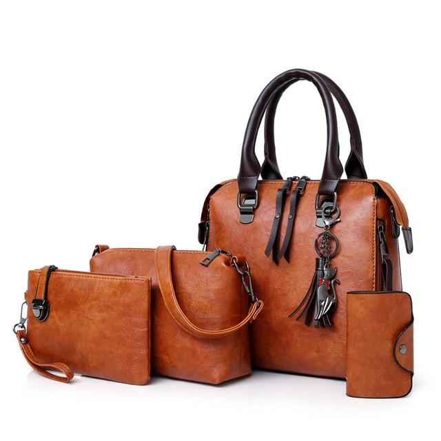 4in1 Designer Leather Handbag-Free Shipping - Aurelia Clothing