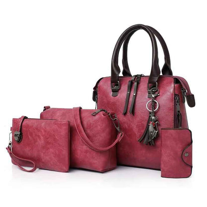 4in1 Designer Leather Handbag-Free Shipping - Aurelia Clothing