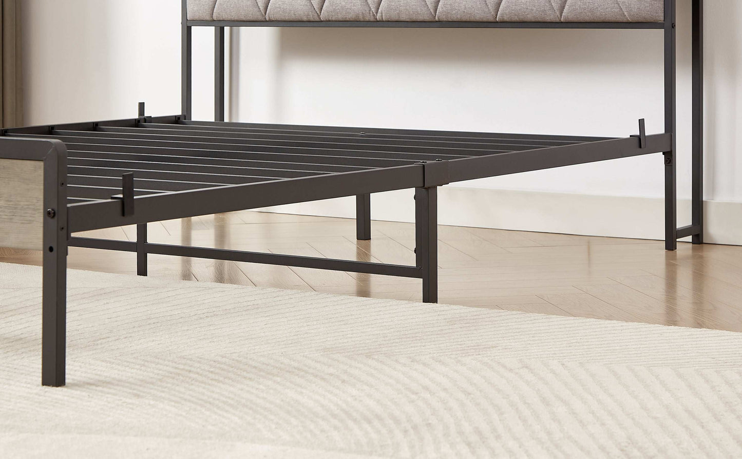 Bed frame with charging station Queen size,Grey, 87.8'' L x 61.8'' W x 39.2'' H. - Free Shipping - Aurelia Clothing