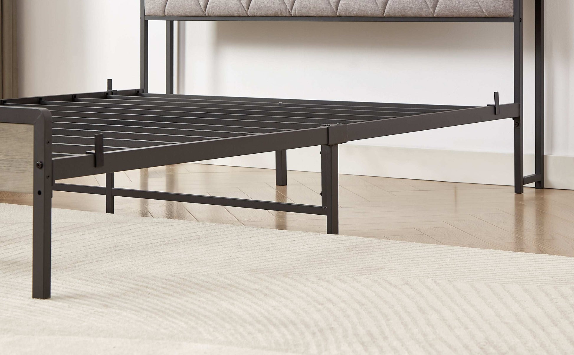 Bed frame with charging station Queen size,Grey, 87.8'' L x 61.8'' W x 39.2'' H. - Free Shipping - Aurelia Clothing