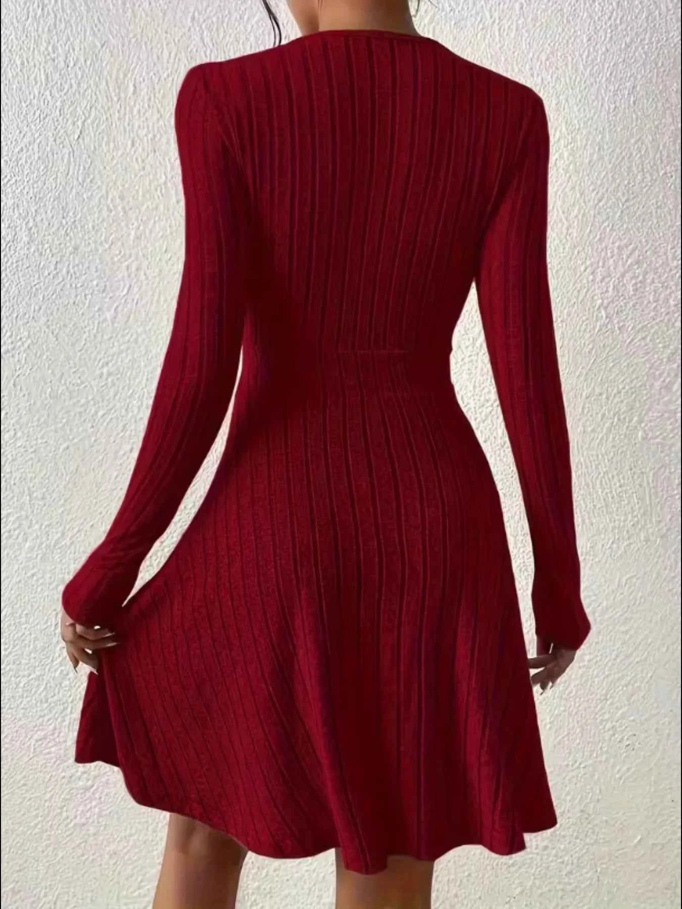 Ribbed Knit Wrap Mini Dress - Free Shipping