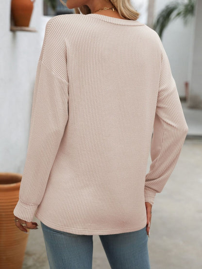 V-Neck Long Sleeve T-Shirt - Aurelia Clothing