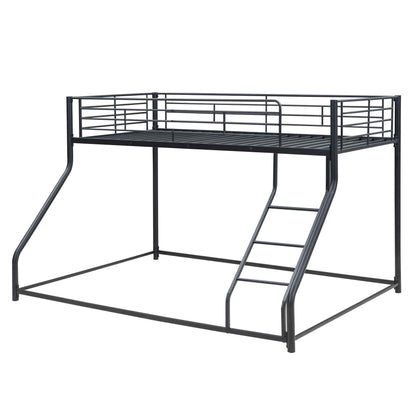 Metal Floor Bunk Bed, Twin XL over Queen, Black-Free Shipping