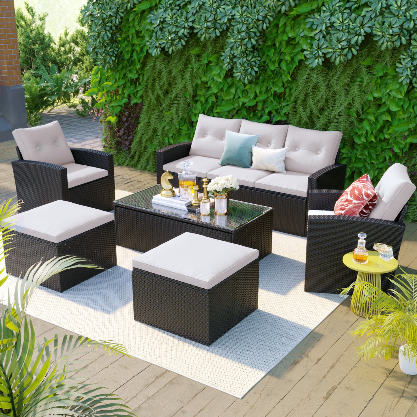 6-piece All-Weather Wicker - Free Shipping - Aurelia Clothing