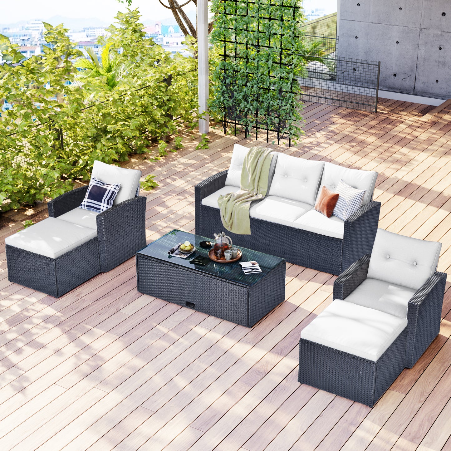 6-piece All-Weather Wicker - Free Shipping - Aurelia Clothing