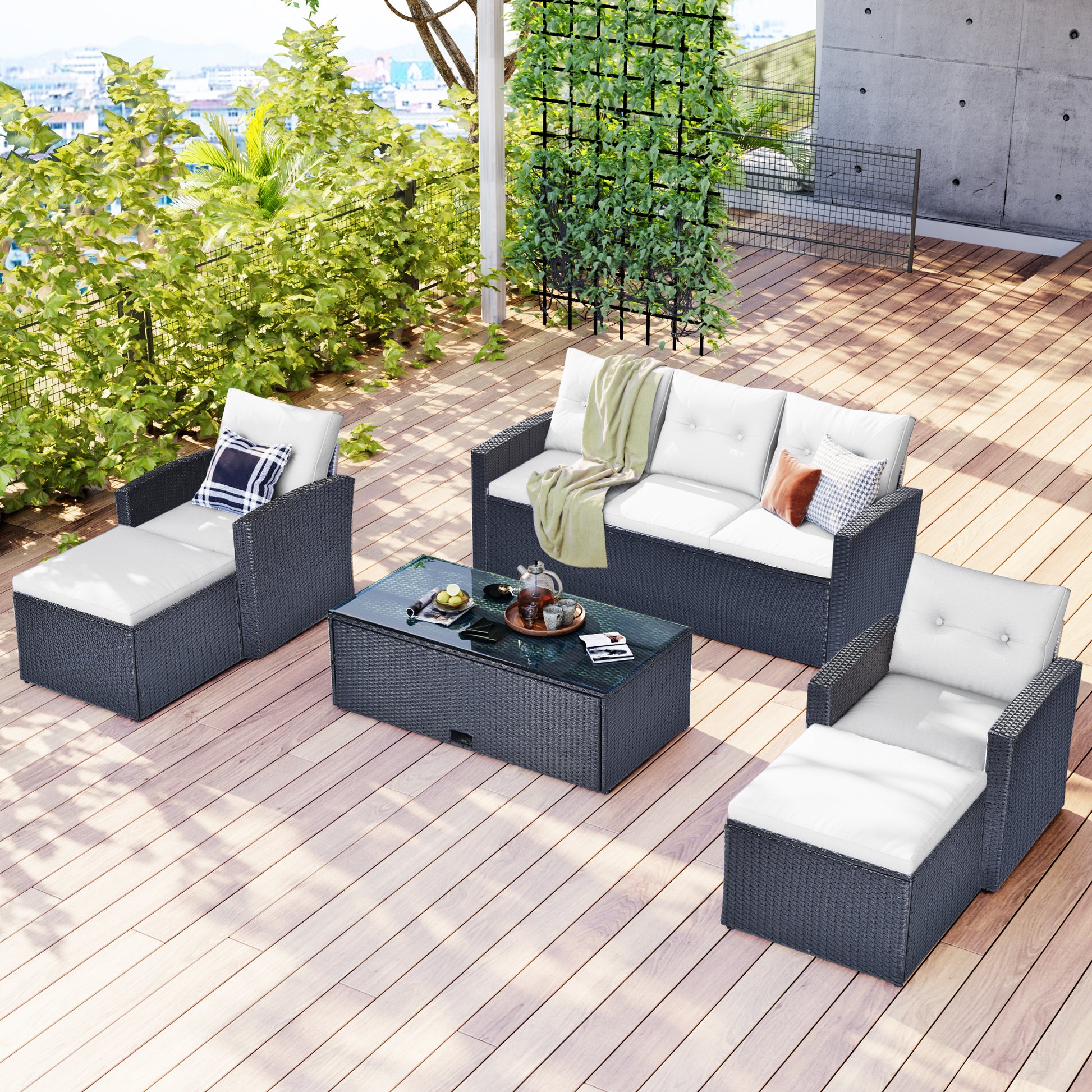 6-piece All-Weather Wicker - Free Shipping - Aurelia Clothing