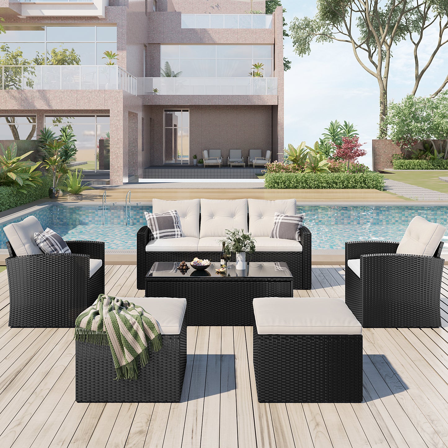 6-piece All-Weather Wicker - Free Shipping - Aurelia Clothing