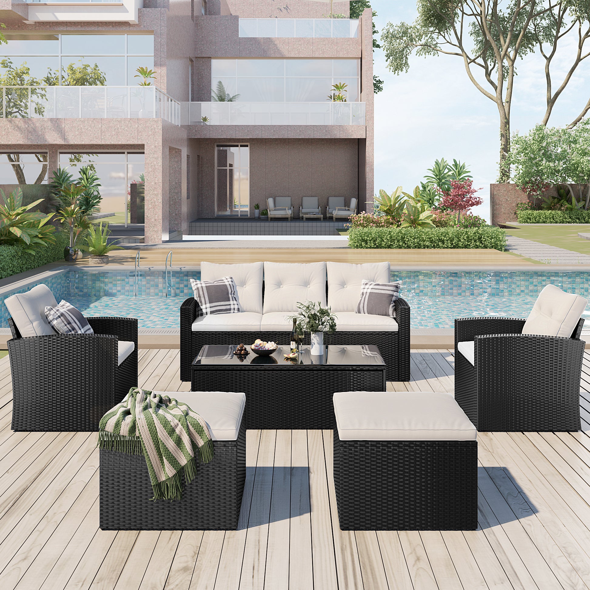 6-piece All-Weather Wicker - Free Shipping - Aurelia Clothing