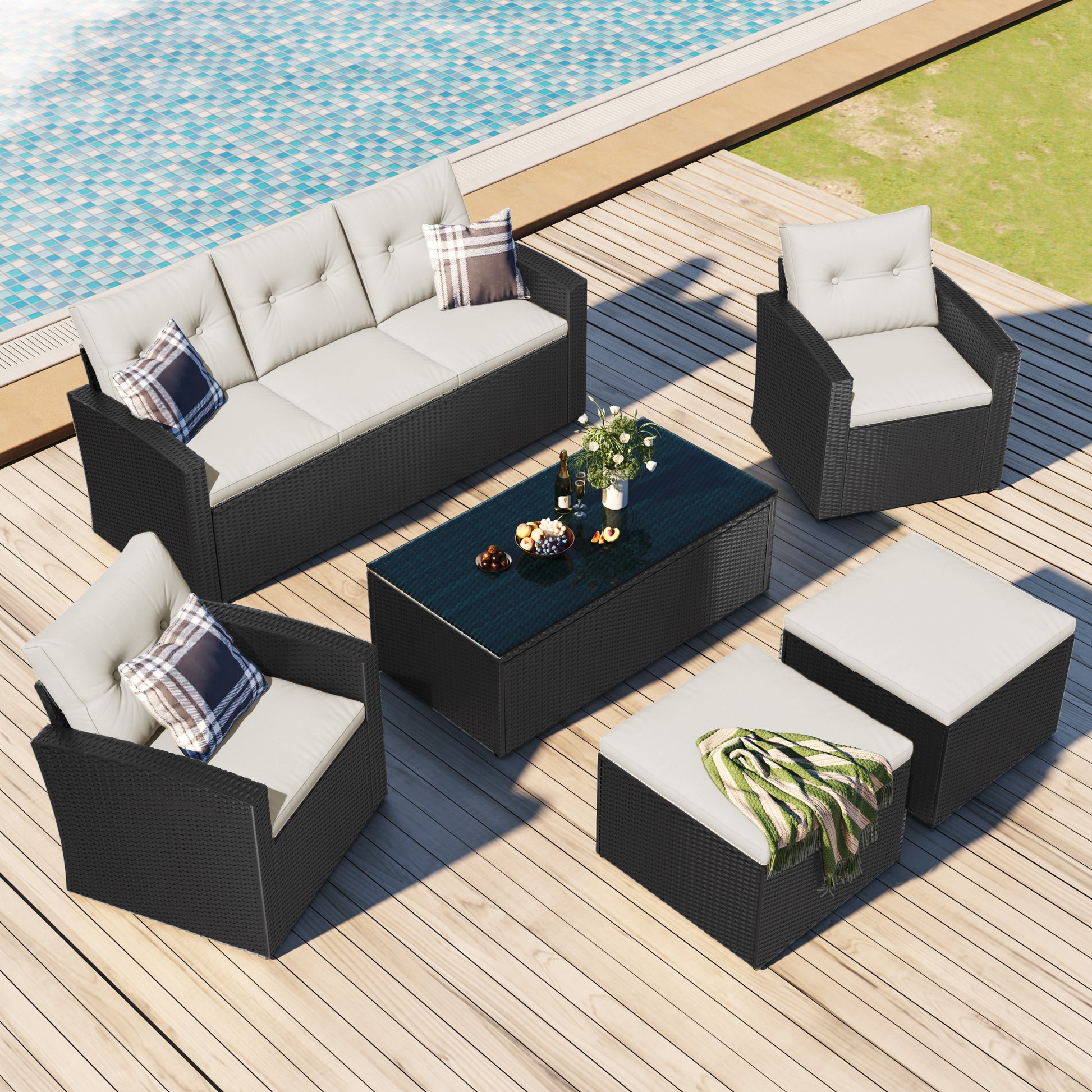 6-piece All-Weather Wicker - Free Shipping - Aurelia Clothing