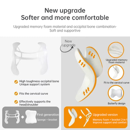 Memory Foam Travel Pillow for Plane, Train & Car - Neck Support Cushion with Washable Cover, Ideal for Sleeping - Free Shipping - Aurelia Clothing