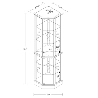 6 Shelf Lighted Corner Curio Cabinet-Free Shipping - Aurelia Clothing