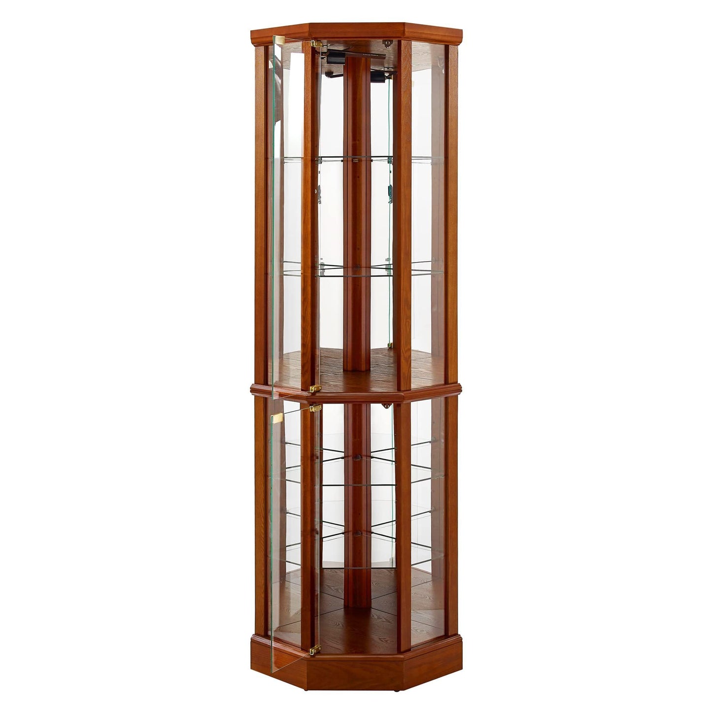 6 Shelf Lighted Corner Curio Cabinet-Free Shipping - Aurelia Clothing