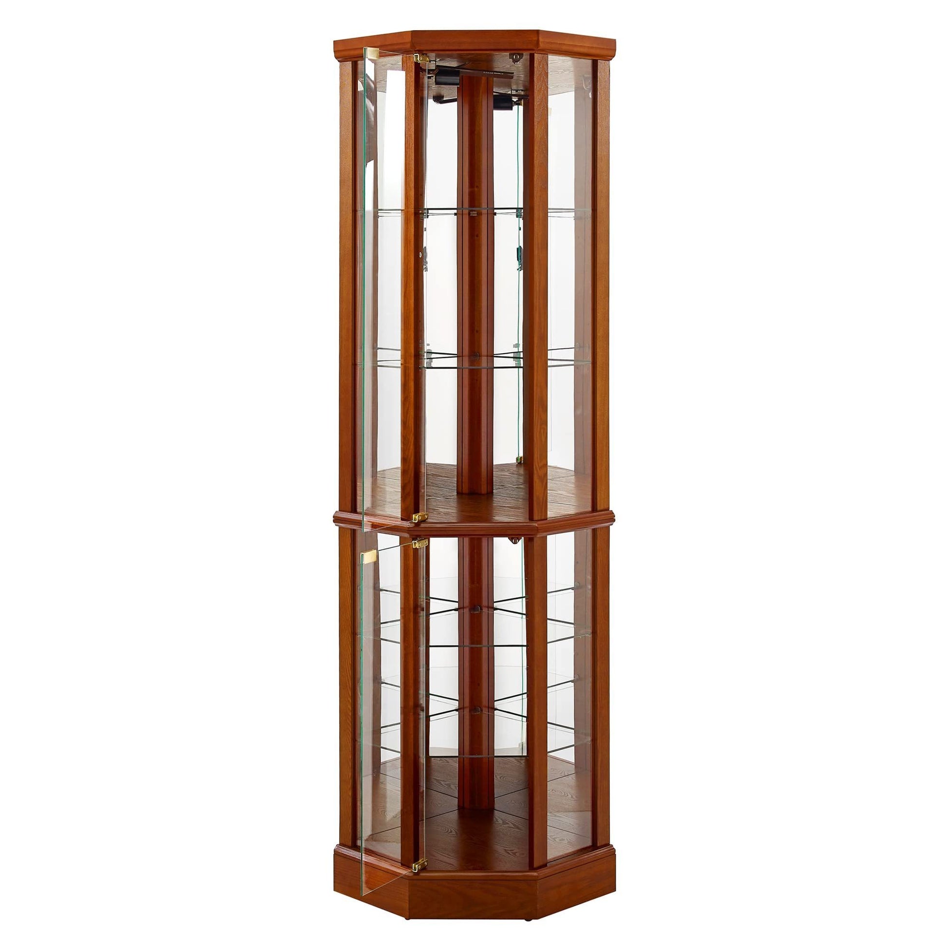 6 Shelf Lighted Corner Curio Cabinet-Free Shipping - Aurelia Clothing
