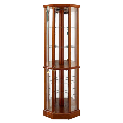 6 Shelf Lighted Corner Curio Cabinet-Free Shipping - Aurelia Clothing