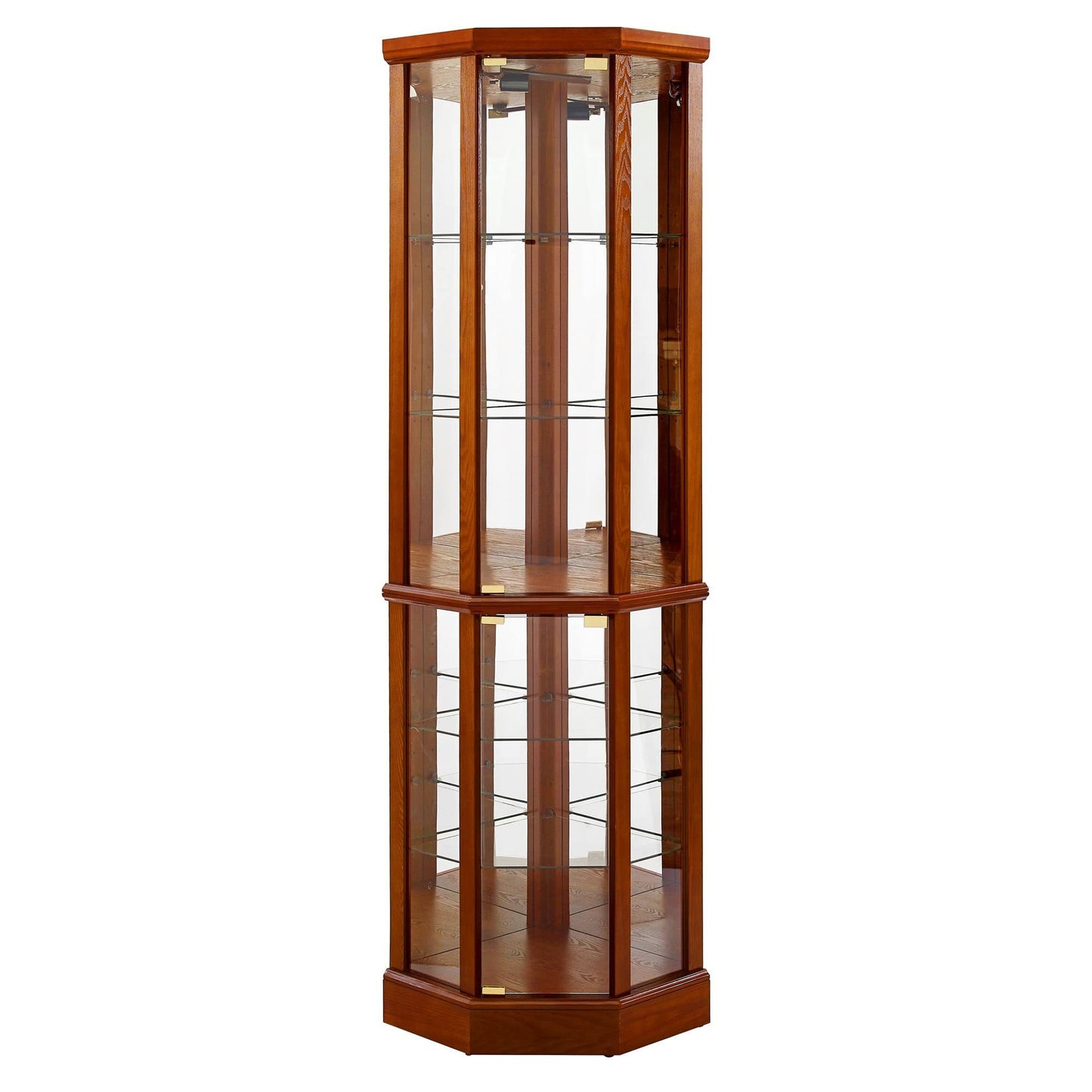 6 Shelf Lighted Corner Curio Cabinet-Free Shipping - Aurelia Clothing