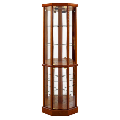 6 Shelf Lighted Corner Curio Cabinet-Free Shipping - Aurelia Clothing