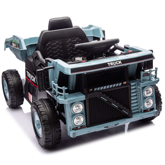 12V Kids Ride On Dump Truck W/Parents Control,2wd,Rear-wheel suspension,Electric Dump Bed and Extra Shovel,Multimedia function with Bluetooh and Music,Volume&Speed adjustment,LED Light For Kids 3-5.- Free Shipping