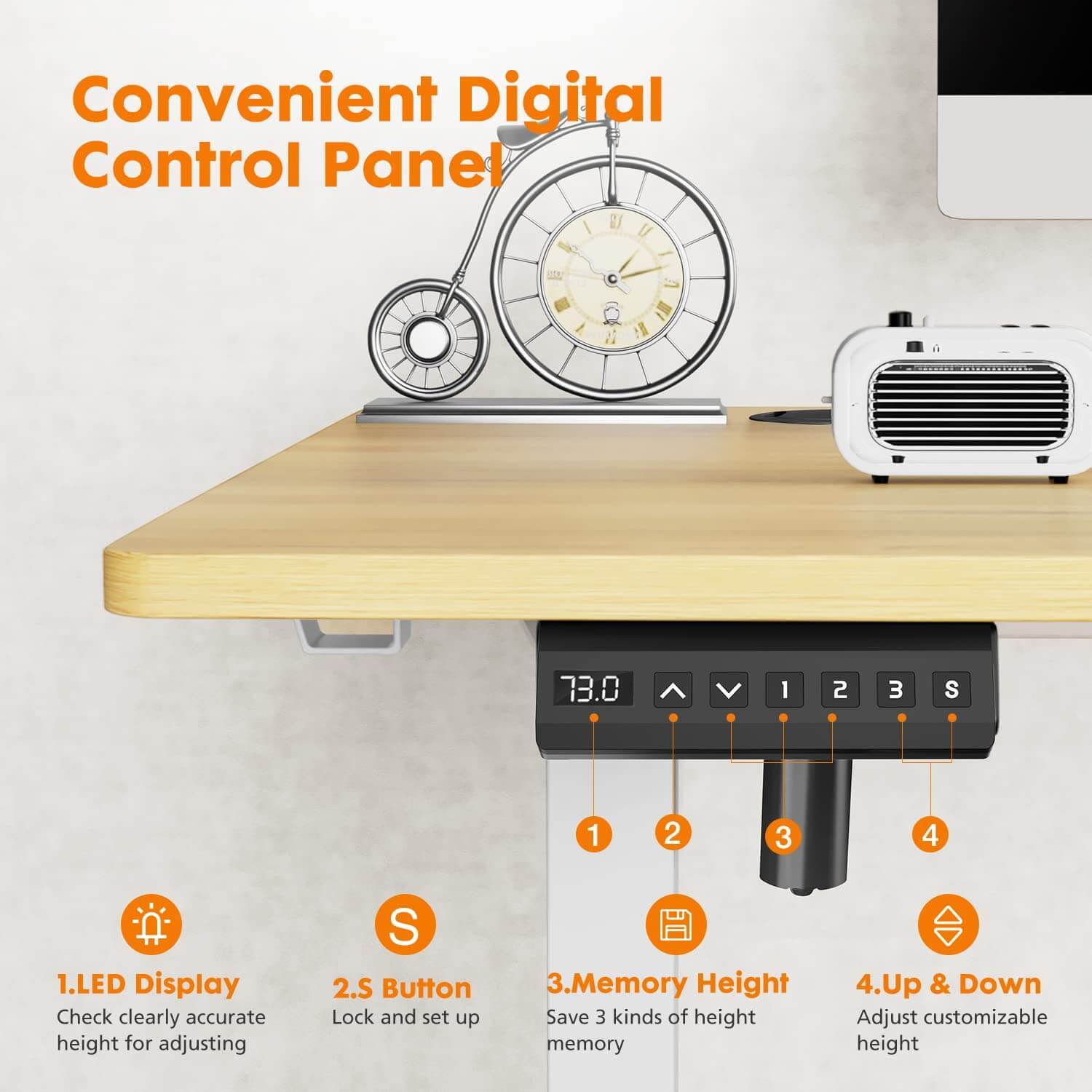Electric Height Adjustable Standing Desk,Sit to Stand Ergonomic Computer Desk,Yellow,55'' x 24" - Free Shipping - Aurelia Clothing