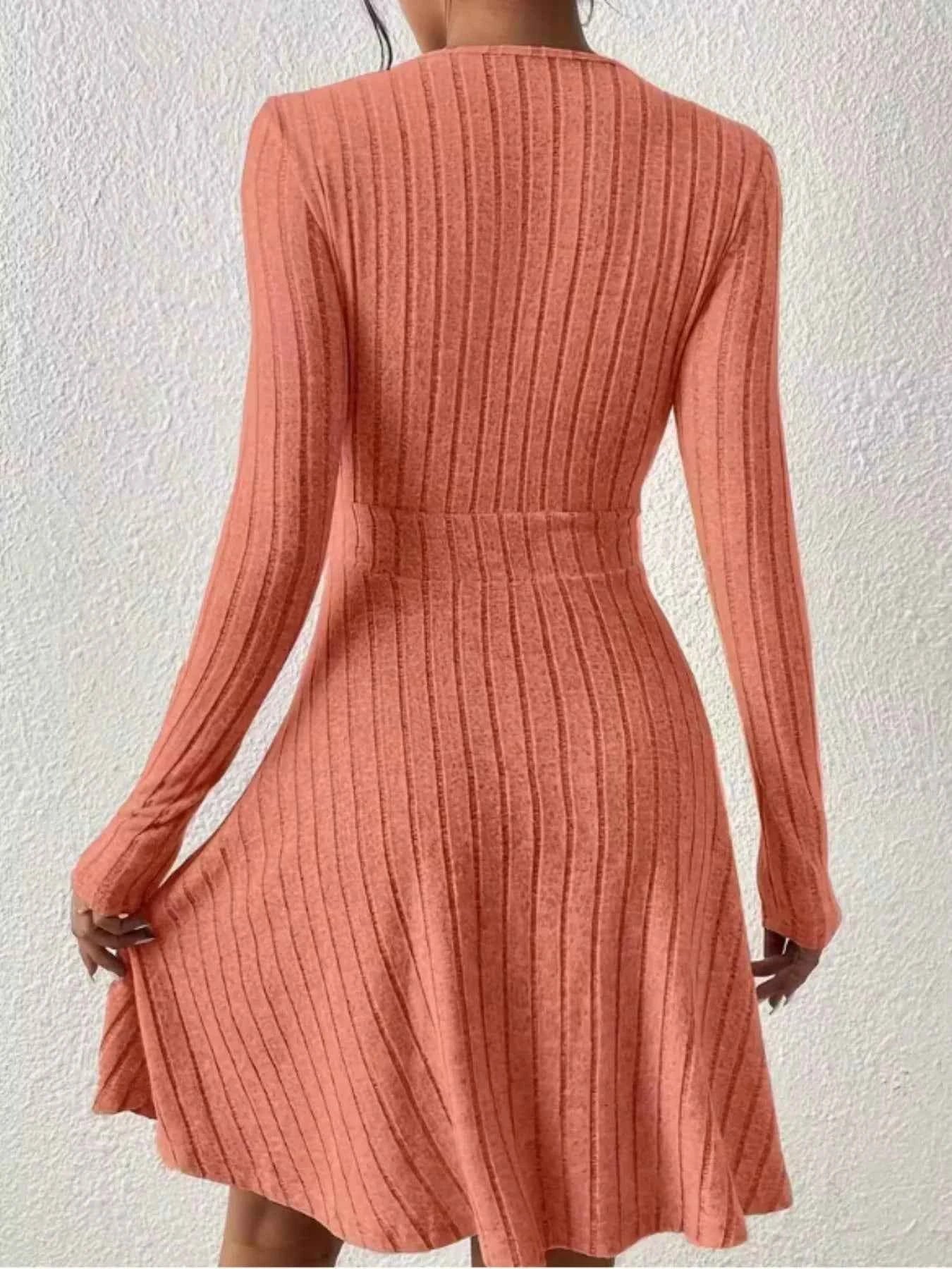 Ribbed Knit Wrap Mini Dress - Free Shipping