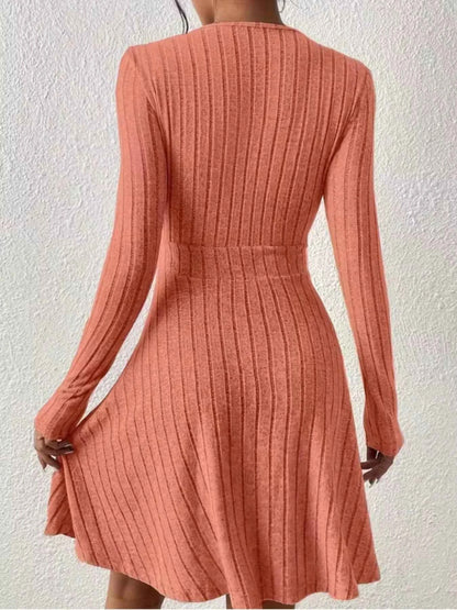 Ribbed Knit Wrap Mini Dress - Free Shipping