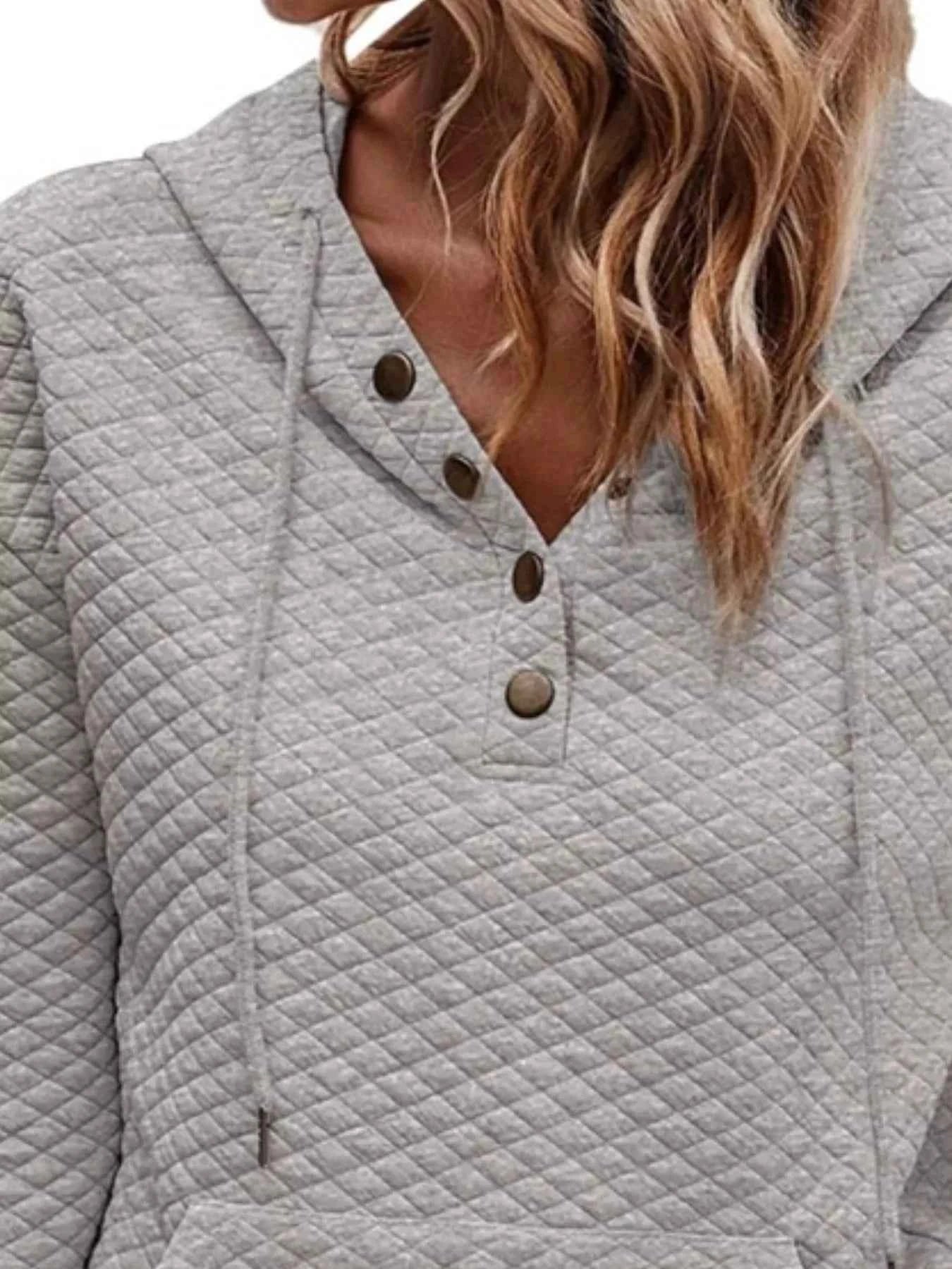 Drawstring Textured Dropped Shoulder Hoodie - Free Shipping