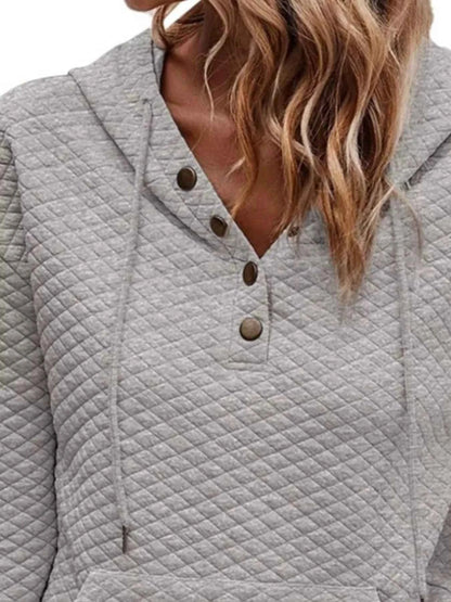 Drawstring Textured Dropped Shoulder Hoodie - Free Shipping