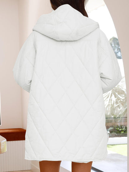 Slit Snap Down Long Sleeve Hooded Jacket - Aurelia Clothing