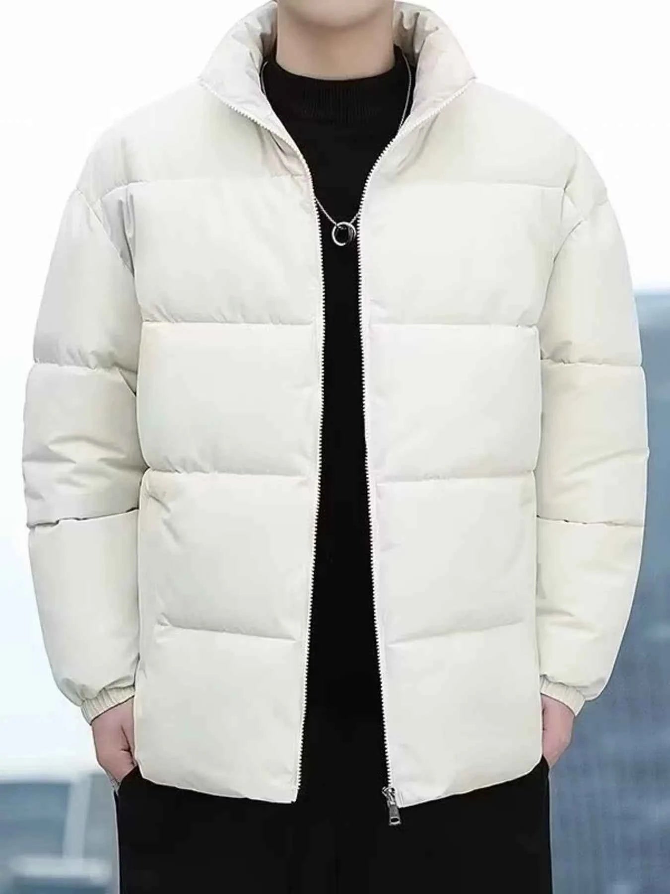 Men's Plus Size Quilted Zip Up Winter Coat - Free Shipping