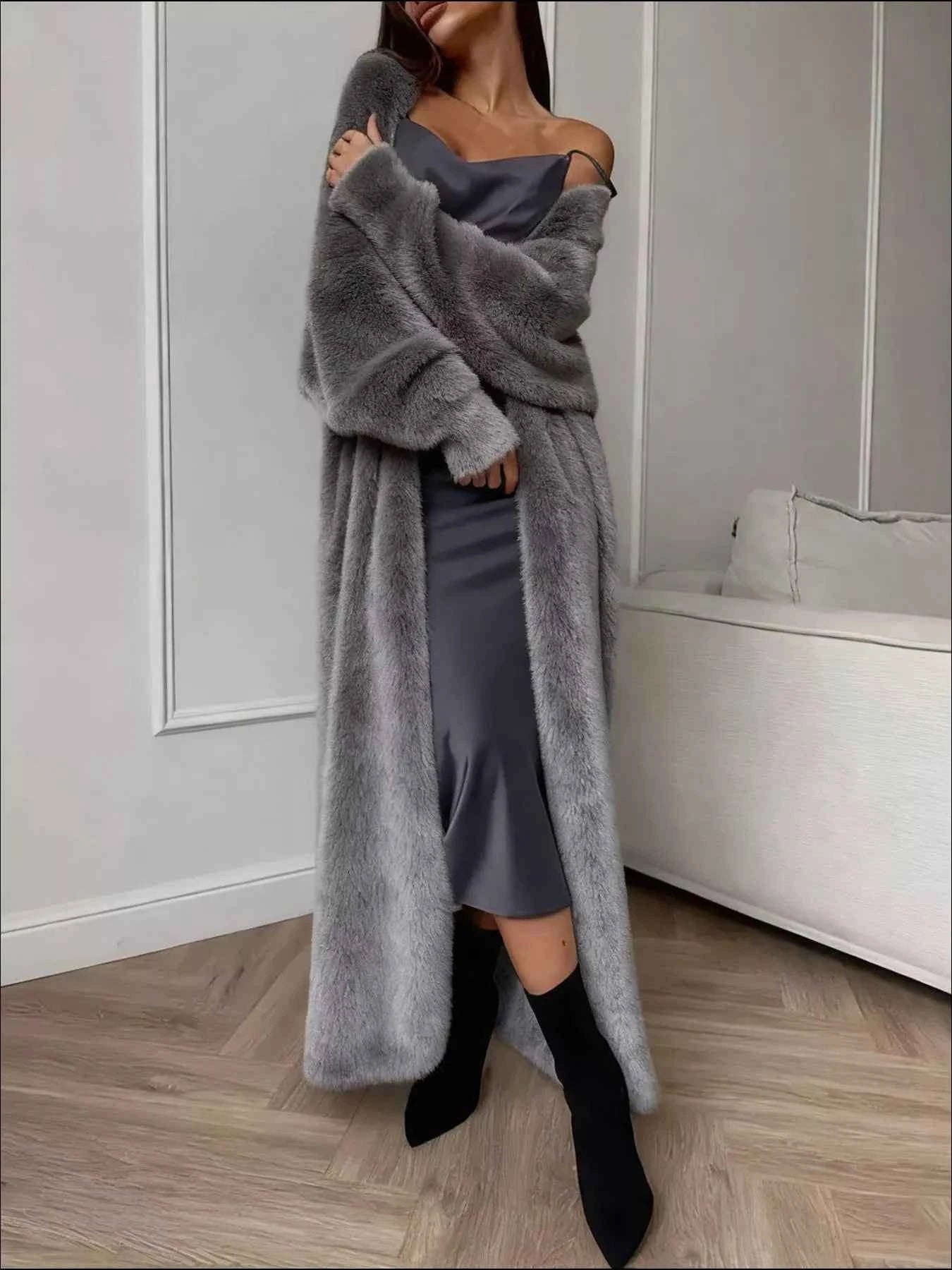 Fuzzy Open Front Longline Cardigan