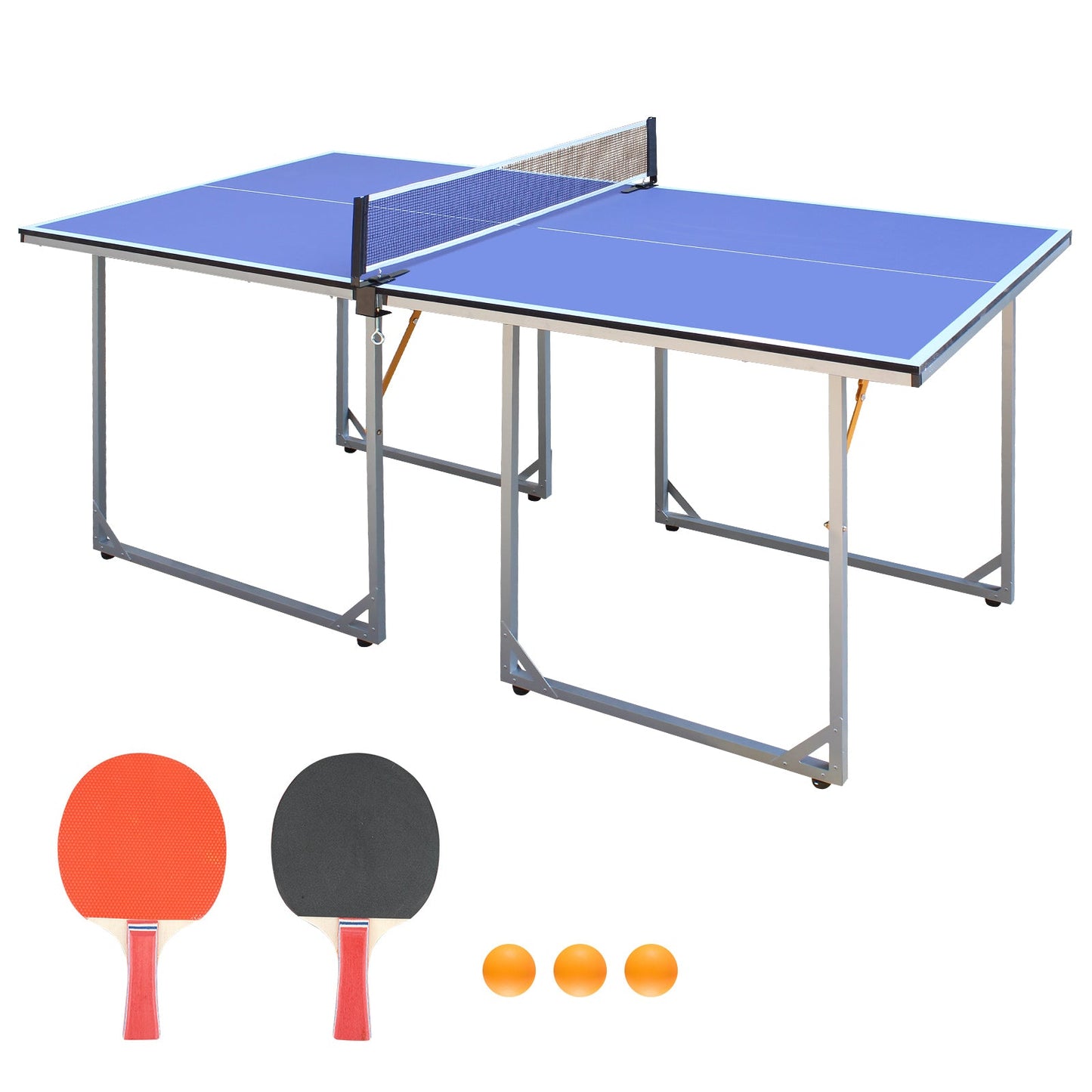 6ft Mid-Size Table Tennis Table Foldable & Portable Ping Pong Table Set for Indoor & Outdoor Games with Net - Free Shipping - Aurelia Clothing