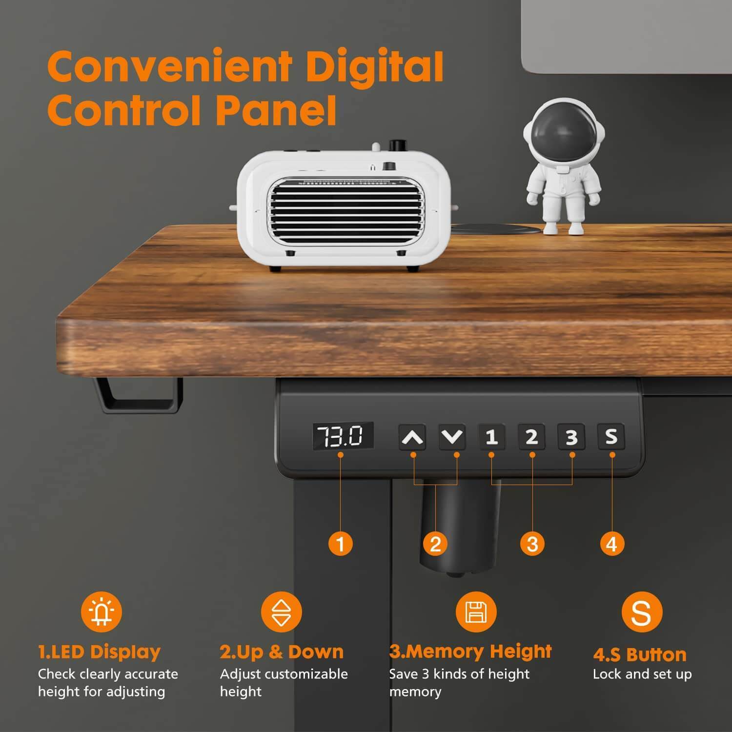 Electric Height Adjustable Standing Desk,Sit to Stand Ergonomic Computer Desk,Brown,40'' x 24" - Free Shipping - Aurelia Clothing