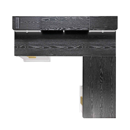 59' Modern Fluted L-Shaped Desk with Charging Station-Free Shipping