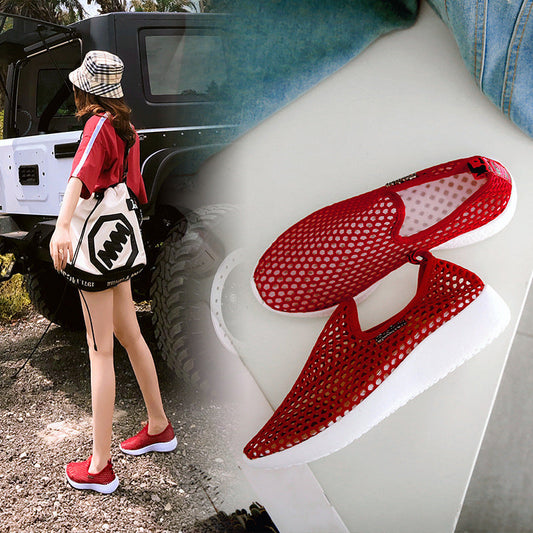Summer Breathable Hollow Mesh Single Shoes Light Sports Shoes Women's Large Size Lazy Slip-On Casual Running Shoes - Free Shipping - Aurelia Clothing