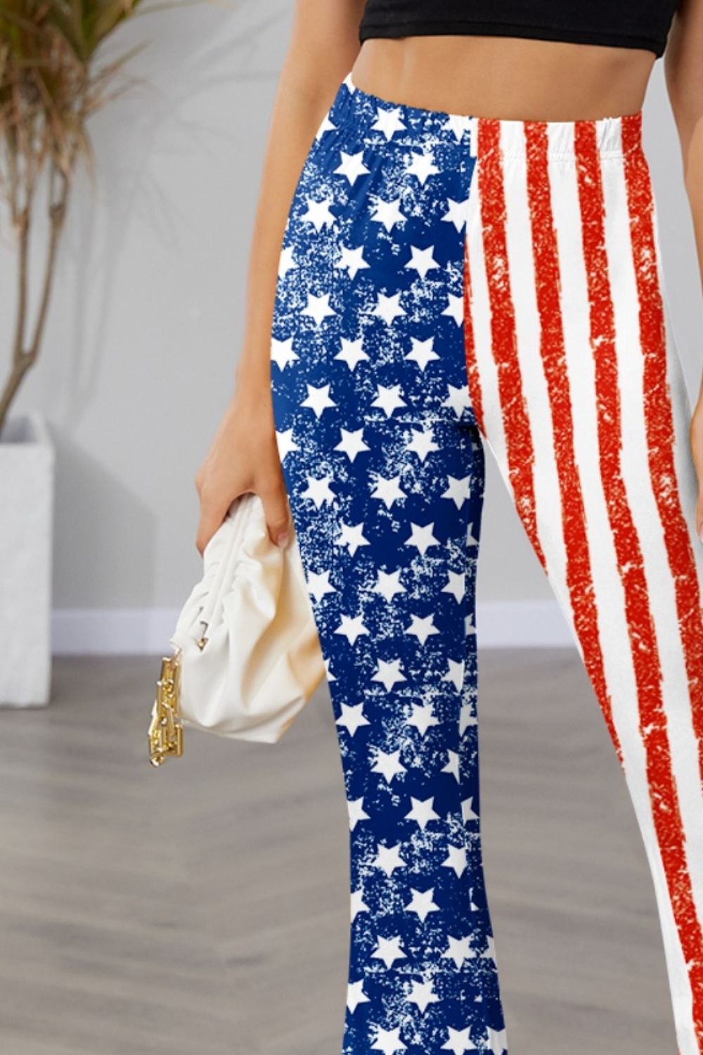 Star & Stripes High Waist Bootcut Pants - Aurelia Clothing