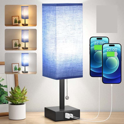 Linen 90 square desk lamp zipper switch three color temperature variable light A+C USB charging - Free Shipping - Aurelia Clothing