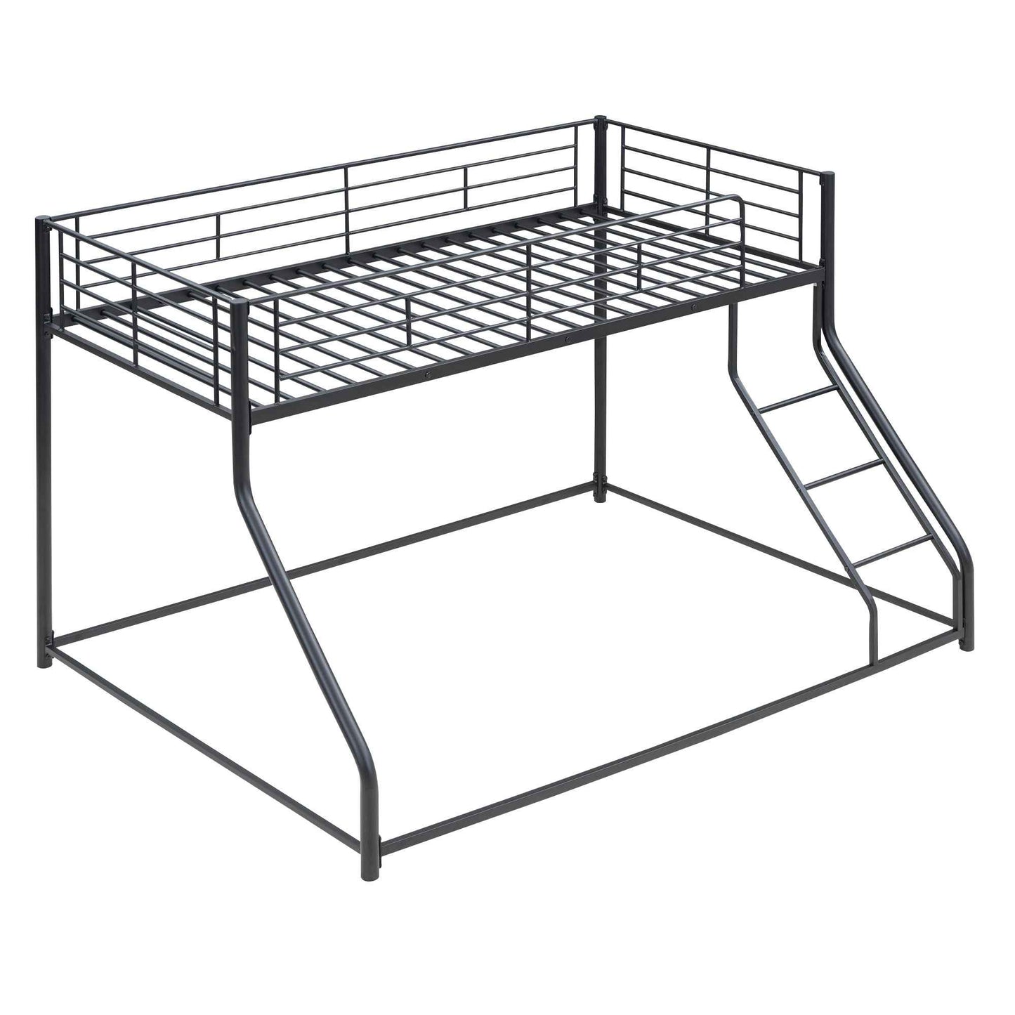 Metal Floor Bunk Bed, Twin XL over Queen, Black-Free Shipping