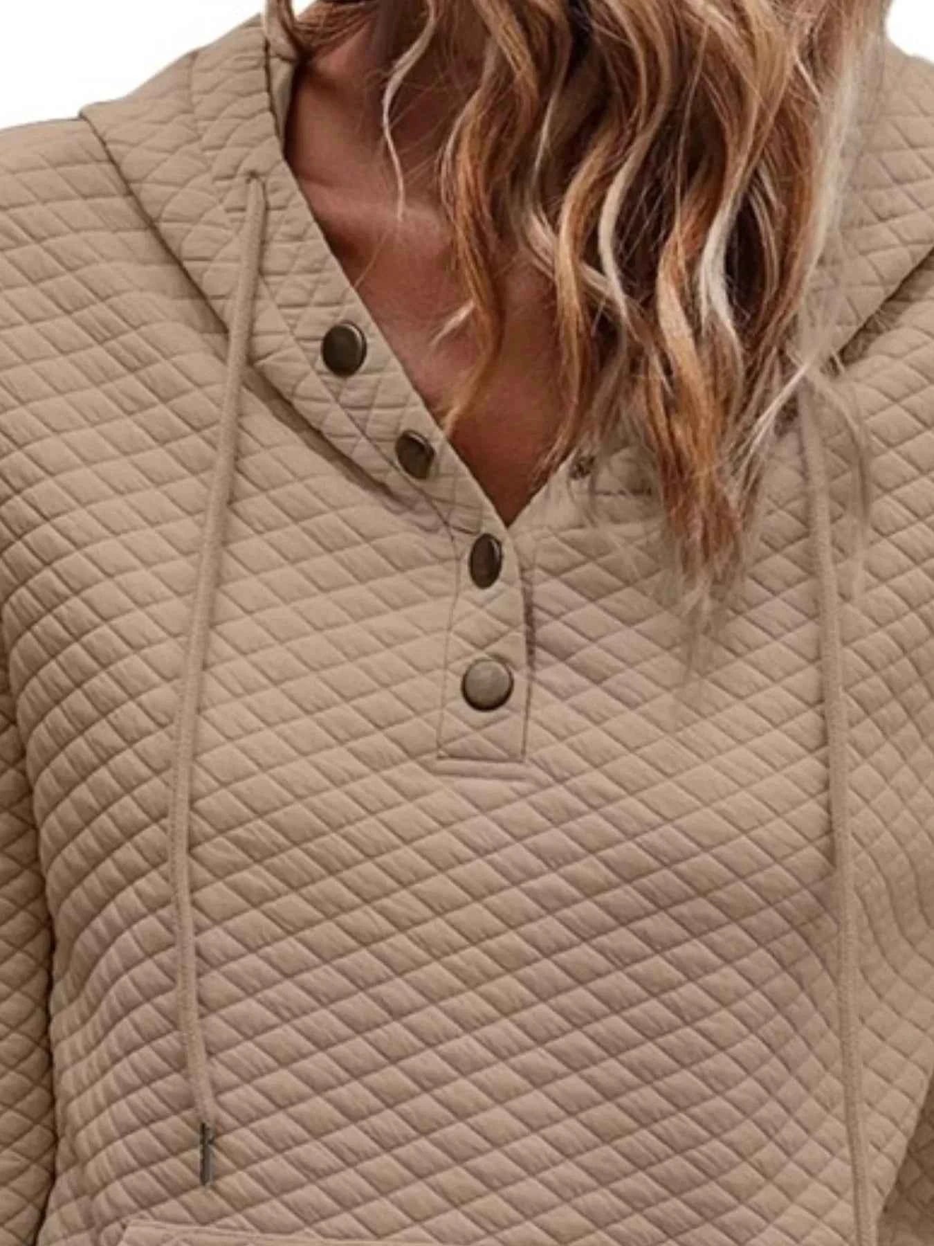 Drawstring Textured Dropped Shoulder Hoodie - Free Shipping