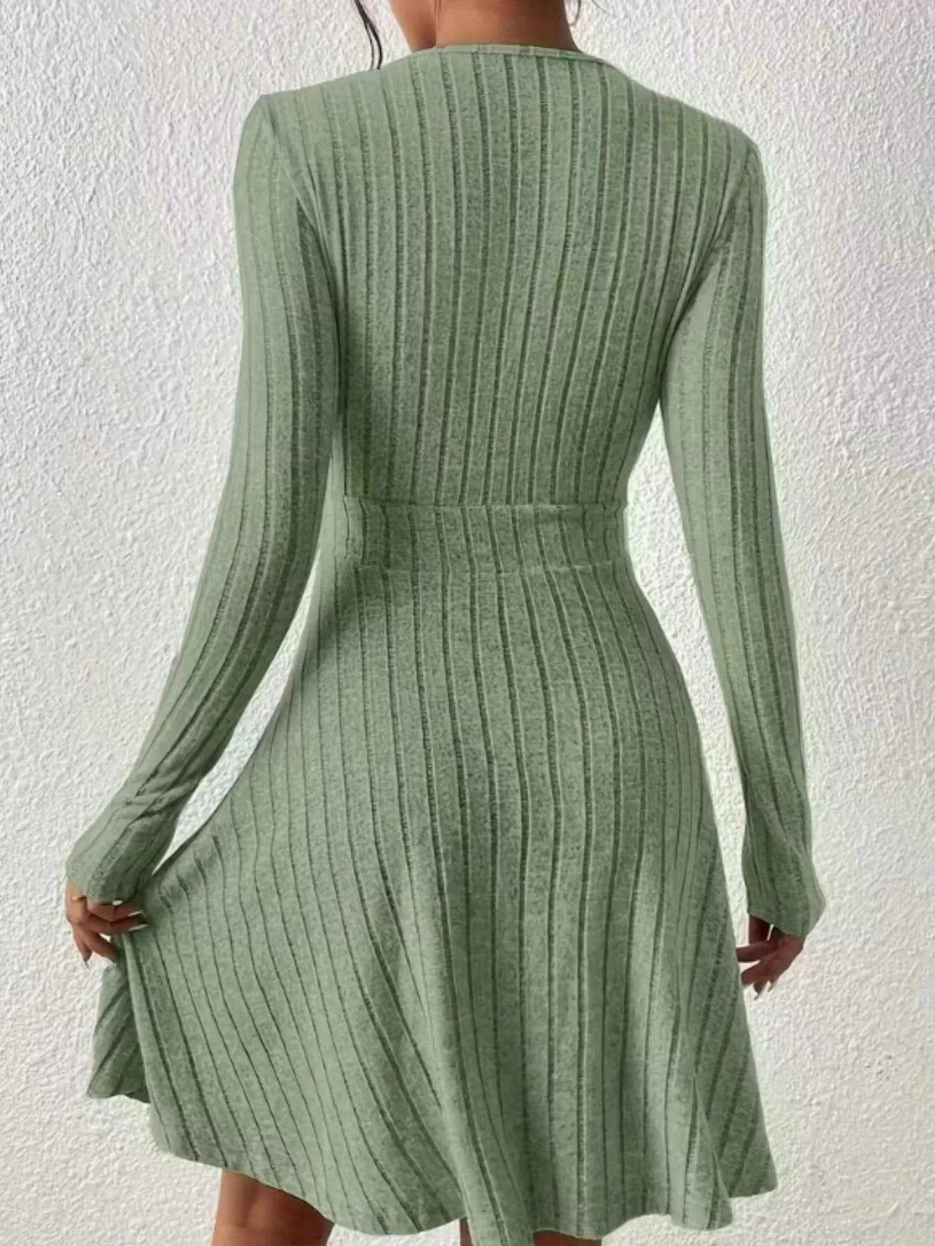 Ribbed Knit Wrap Mini Dress - Free Shipping