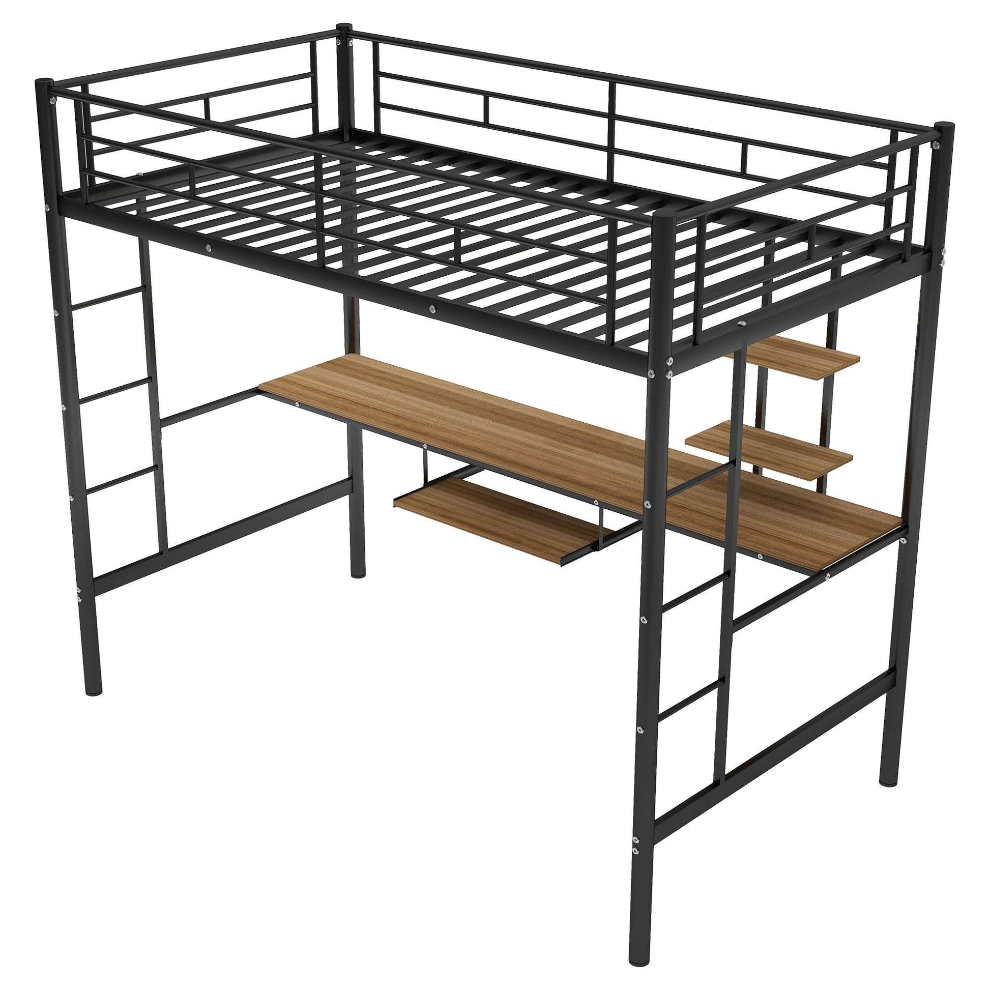 Loft Bed with Desk and Shelf , Space Saving Design,Twin(OLD SKU:MF193081AAB) - Free Shipping - Aurelia Clothing