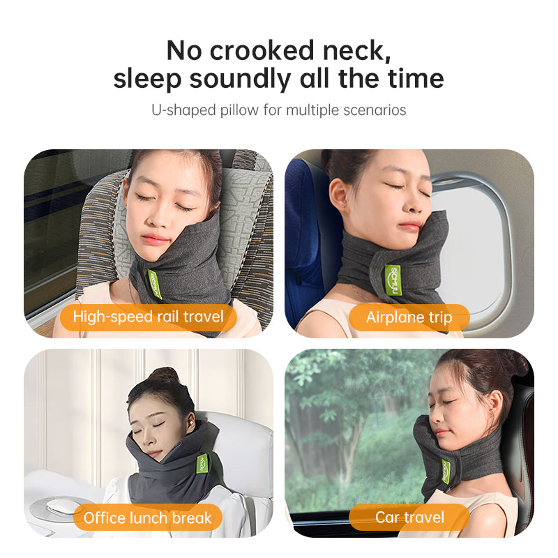 Memory Foam Travel Pillow for Plane, Train & Car - Neck Support Cushion with Washable Cover, Ideal for Sleeping - Free Shipping - Aurelia Clothing