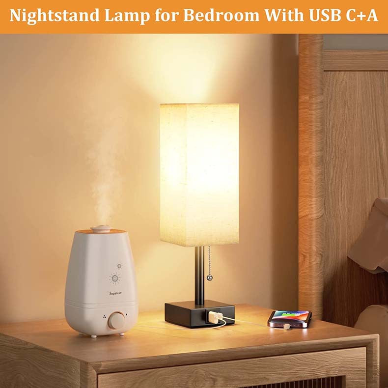 Linen 90 square desk lamp zipper switch three color temperature variable light A+C USB charging - Free Shipping - Aurelia Clothing