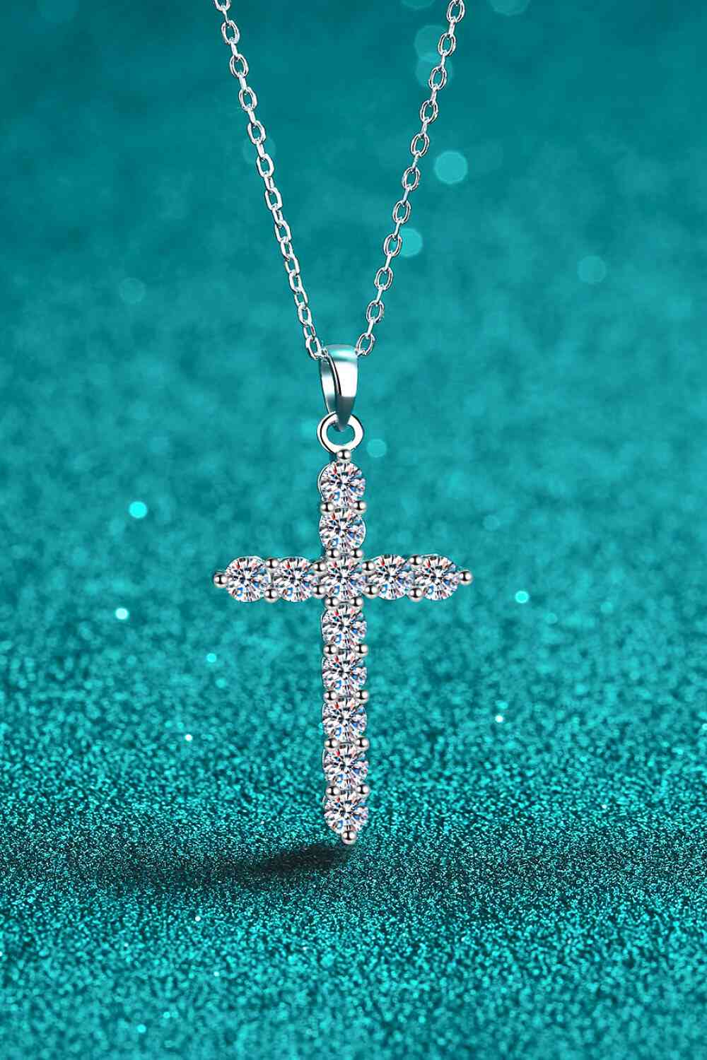 Adored 925 Sterling Silver Cross Moissanite Necklace - Aurelia Clothing