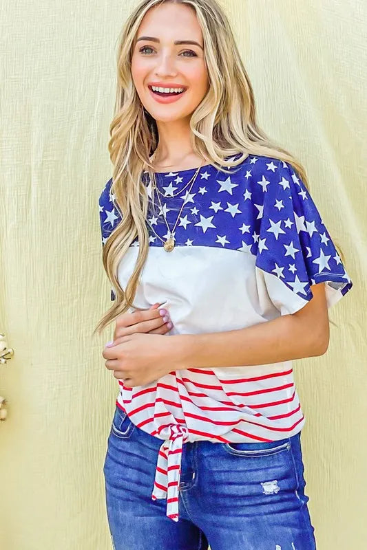 American Flag Print Tie Knot - Free Shipping - Aurelia Clothing